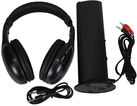 Angoily Drahtlose Kopfhörer Mit Mikrofon 5-in-1 Funkkopfhörer Für Tv pc Und Stereoanlage Mit Fm-Radio Online-Chat Und Musik Hören Kabelloses Headset Für Zuhause