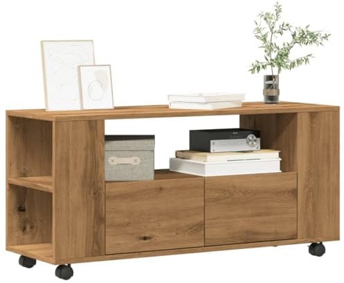 Snsowed Mueble TV Ruedas Madera ingeniería Roble Artisan 102x34,5x43cm, Mesa TV, Mueble TV Salon, Mueble Television, Mesa Television, Muebles De Salon, Mesa Salón TV - 855991