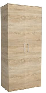 Brent - Kleiderschrank Klein Harrow 1, Mehrzweckschrank 80 cm Breit, Kleiderschränke 180 cm Hoch, Schlafzimmerschrank, Allzweckschrank, Garderobenschrank, Kleiderschrank - Sonoma Eiche