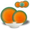 ARCA, Set 18 Piatti Coordinati in Porcellana Decorata, Servizio per 6 Persone, con Piatti Fondi, Piani e da Dessert, Lavabili in Lavastoviglie, Collezione Tavola a Colori, Colore Arancione