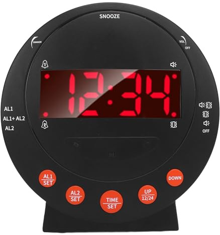 Bed Shaking Alarm Clock, Extra Loud Alarm Clock with Bed Shaker Doorbell Alert Multifunctional Adjustable Volume for Deep Sleepers (UK Plug)