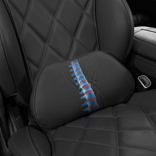 Treesiche Rückenkissen Auto, Memory Foam Lendenkissen zur Schmerzlinderung im unteren Rücken, Universell Einsetzbar in Autos, Bürostühlen