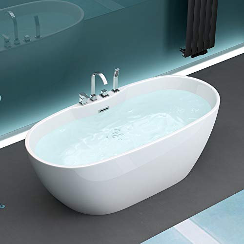 Mai & Mai Freistehende Badewanne 170x80x60cm inkl. Armatur Standbadewanne aus Sanitäracryl V605