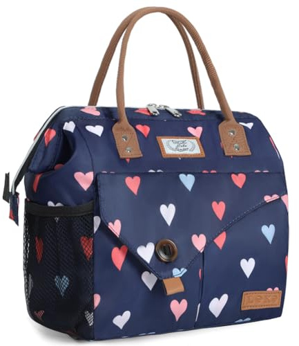 Lekesky 15L Insulated Lunch Bag for Women for Work Lunch Tote, Heart Pattern