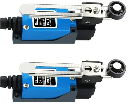 2PCS Final de Carrera ME-8108, Interruptor Final de Carrera 220V 5A, Limit Switch con Palanca de Rodillo Ajustable, Microinterruptores de Fin de Carrera Antipolvo para CNC y Automatización