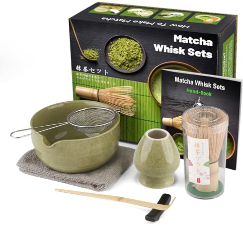 7 Pcs Matcha Set, Matcha Kit for Ceremony, Matcha Tea Set for Making Latte, Japanese Matcha Ceremony Kit, Bamboo Matcha Whisk Set and Bowl(chawan) with All Accessories, Gift for Matcha Lover