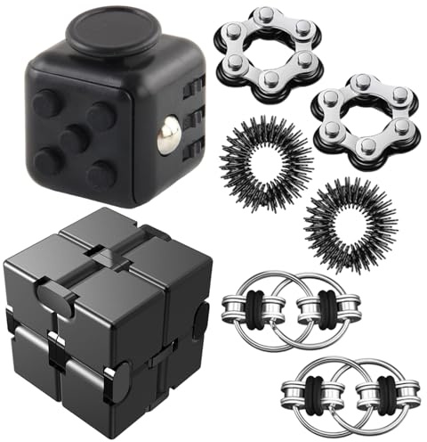 Fidget Toys, set da 8 pezzi Infinity Cube, Fidget Toy Adulto ti aiutano ad alleviare lo stress e ad aumentare la concentrazione, anti-stress per ufficio, scuola o casa, nero