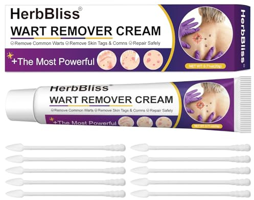 HerbBliss Wart Remover Cream 20g, Wart Removal Cream for Plantar Warts, Common Warts, Flat Warts