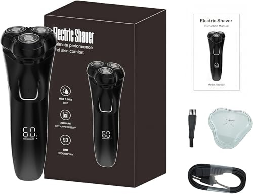 oryzon Herrenrasierer V1 Pro‑Scherkopf und effizientem Rotationsmotor für eine glatte Rasur im Alltag (Schwarz)