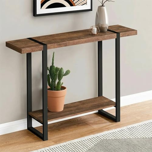 HDZNDH Console Meuble D'Entrée en Bois Massif, Table Console Étroite De Style Campagne, Derrière Canapé avec Pieds en Fer Forgé, Décoratif pour Entrée, Couloir, Salon, Foyer