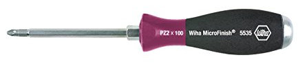 Wiha Schraubendreher MicroFinish® Pozidriv mit durchgehender Sechskantklinge und massiver Stahlkappe (29158) PZ1 x 80 mm, für ölige und feuchte Anwendungen, optimaler Halt mit nassen Händen dank Oberflächenstruktur, für gezielte Hammerschläge, Schlagen und Meißeln, Sechskantansatz zum Lösen von festsitzenden Schrauben