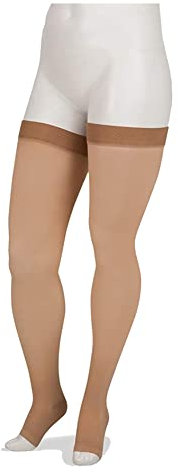 Juzo Basic Thigh High w/ Silicone Dot Band Short Open Toe 20-30mmHg, II, beige