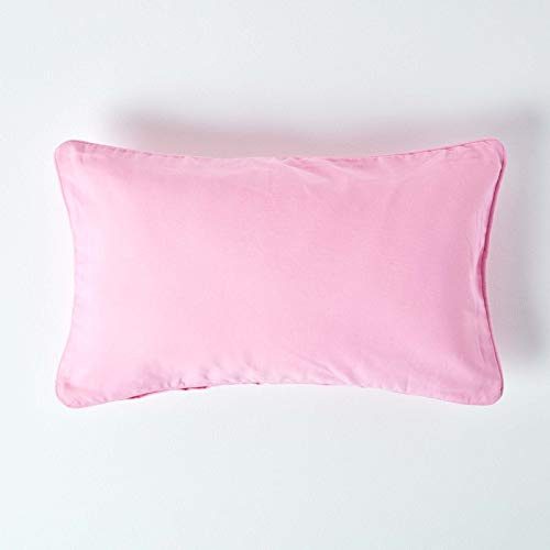 Homescapes rosa Kissenhülle 30 x 50 cm, Deko-Kissenbezug mit Reißverschluss aus 100% Baumwolle, unifarbener Zierkissenbezug für Dekokissen und Sofakissen, Hellrosa