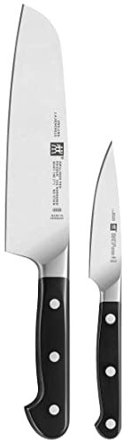ZWILLING Pro Messerset, 2-tlg., Spick- und Garniermesser/Santokumesser, 10 und 18 cm, Rostfreier Spezialstahl, Kunststoffgriff, Schwarz