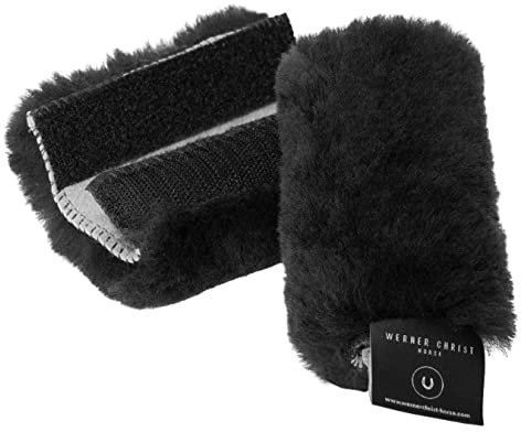 Werner Christ Backenstückbezug Paar aus Lammfell Reißverschluss komplett aus echtem Schaffell, hochwertige Backenstückbezug, Größe 11 cm in Schwarz