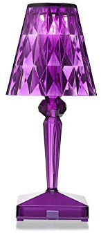 Kartell Battery tragbare und wiederaufladbare transparente pflaume Tischlampe