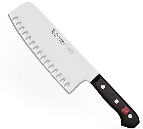 Burgvogel Solingen Serie 4000, Chinesisches Kochmesser 17 cm rostfrei, Kullenschliff, spülmaschinengeeignet, scharfes Hackmesser genietet, schwarz, B 6“ = 15 cm, 4370.401.17.6