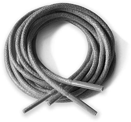 Round Waxed Cotton Thin Shoelaces 2.5mm Wide 75cm 100cm 125cm Long Dress Wax Cord Laces Brogues Shoes Boot (75cm, Grey)…