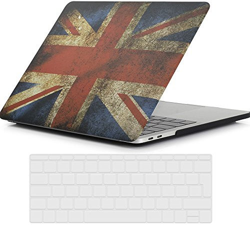 RYGOU UK patrón de Bandera Caso Duro con la Piel del Teclado para 2016 Macbook Pro de 13 Pulgadas sin Barra táctil y Touch ID Modelo: A1708 (lanzado en Octubre de 2016)