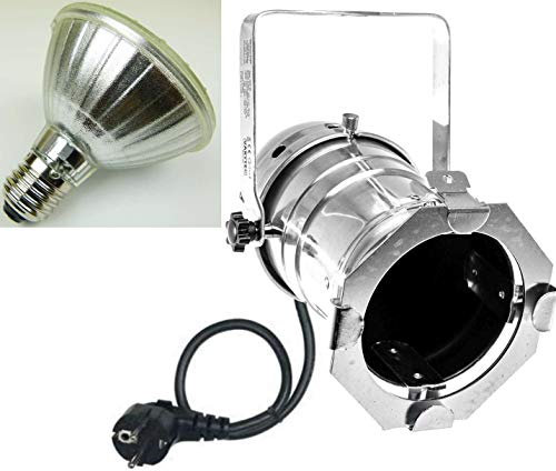 PAR 30 Spot-Light Scheinwerfer SILBER polish PAR-30 incl. 11 Watt LED Leuchtmittel & Kabel mit Schuko-Stecker