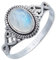 mantraroma Ring Silber 925 Damen Regenbogen Mondstein Edelstein weiß ausgefallen verspielt