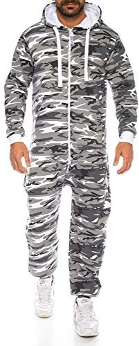Raff & Taff Herren Jumpsuit Overall Trainingsanzug Fitnessbekleidung Onesie Ganzkörperanzug Basic und Schlicht (Metro, 3XL)