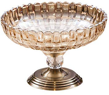 Verre De Cristal Bol à Fruits, Moderne Coupe à Fruits Base En Métal Chromé, Pour Cuisine Décoration De Table, Taille: 21.5cm, 29.5cm, 15.5cm,Brown