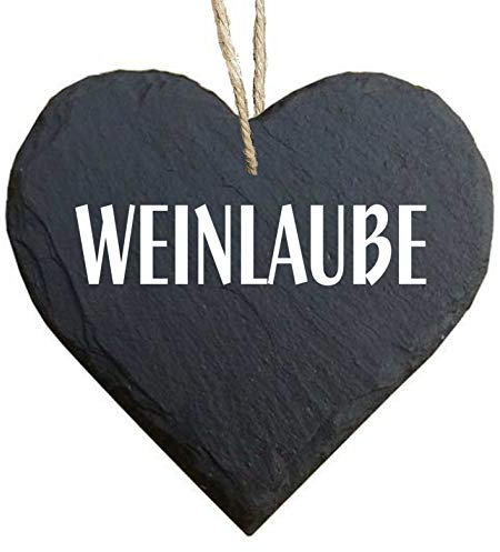 Homeyourself Herz Schieferherz Schiefer Schieferschild 10 x 10 cm Weinlaube schwarz Dekoschild Wandschild Schild Stein Wein