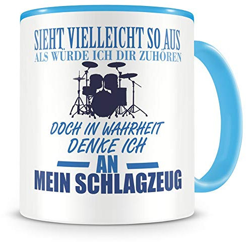 Samunshi® Schlagzeug Tasse mit Spruch Geschenk für Musiker Tasse Schlagzeug Becher Kaffeebecher Lustige Tassen zum Geburtstag Teetasse hell blau 300