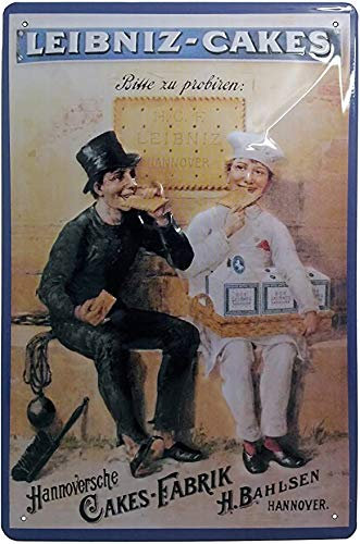 Retro Blechschild passend für Leibniz Keks Fans und Genießer - Deko Küchenschild aus Metall, 30 x 20 cm