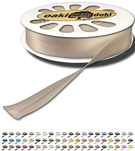 Sandras-Bastelladen Schrägband/Einfassband Satin gefalzt 20m x 20mm 849-Mocca