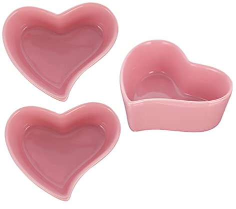Garneck - Piatto per Salsa in Ceramica, a Forma di Cuore, per condimenti, Mini antipasto, piattini, Ciotola per casa, Cucina, Colore: Rosa