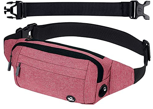 Waterfly Sac Banane Homme Femme: Étanche Unisexe Petite Sacoche Banane de Sport Ceinture allongée pour Randonnée Cyclisme Balade Ville Vacances Rouge Clair