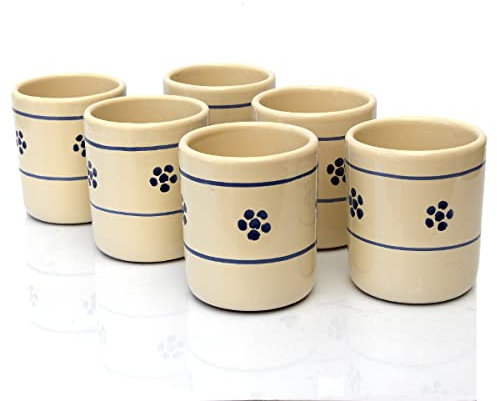 Colì Set Bicchieri Cilindrici Senza Manico Linea Stelle, Bicchiere Terracotta Acqua e Vino, 6 Pezzi, Maioliche e Terrecotte dal 1650