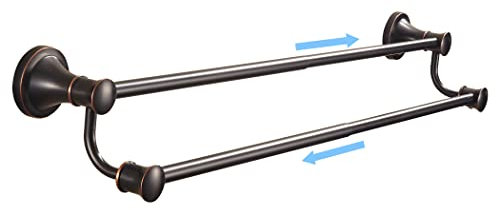WOLIBEER Double Barre Porte-Serviettes réglable de 38 à 67,5 cm, Porte-Serviettes Rustique pour Salle de Bain à Fixation Murale en Bronze huilé
