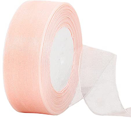 40mm Rose Champagne Ruban Large en Mousseline de Soie Transparente pour Emballage Cadeau,45m Organza Tissu Rubans Décoration Cadeau Noel Anniversaire Bouquet Mariée Mariage Décoration & Bricolage DIY