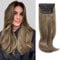 MS TAJ Clip in Hair Extensions 4PCS Hair Extensions clip in Haarverlängerungen 50 cm Synthetic Brown with Blonde Highlights Hair for Women