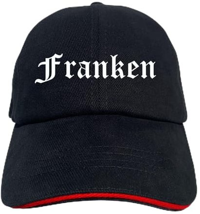 Franken Cappy - Altdeutsch Bedruckt - Schirmmütze - Schwarz-Rotes Cap OneSize-SchwarzRot