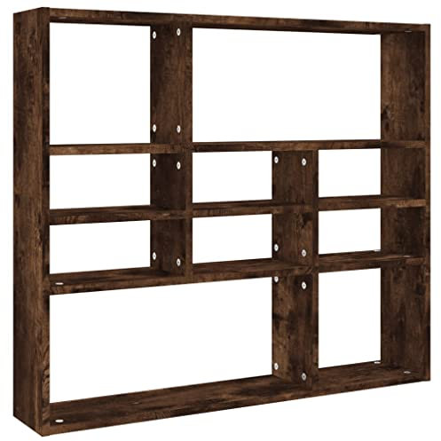 vidaXL Étagère Murale Flottante Tablette de Présentation Organisateur Meuble de Rangement Intérieur Chêne Fumé 90x16x78 cm Bois d'Ingénierie