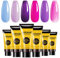 BURANO Poly Extension Gel Nail Kit, 6 Colors Nail Poly Nails Builder Gel Set for Beginner & Professional Using, Poly Nail Gel Kits DIY Starter Kit Nail Art Gift (purple)