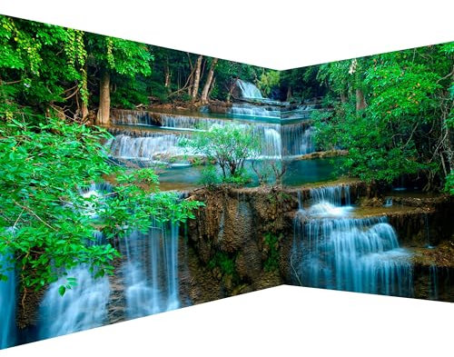 murando - selbstklebende Eckfototapete Wasserfall 539x250cm Foto Tapete Tapetenfolie Möbelfolie Wandverkleidung Motivtapeten Bildtapete Wohnzimmer 3d Effekt Natur Wald Bäume Landschaft c-B-10073-a-a