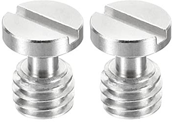 PATIKIL 3/8-16 Thread 15.5mm Length Camera Quick Release Screw Tripod Screw, 2 Pack Stainless Steel Flat Slot Screws for DSLR Camera Rig Accessories, Silver