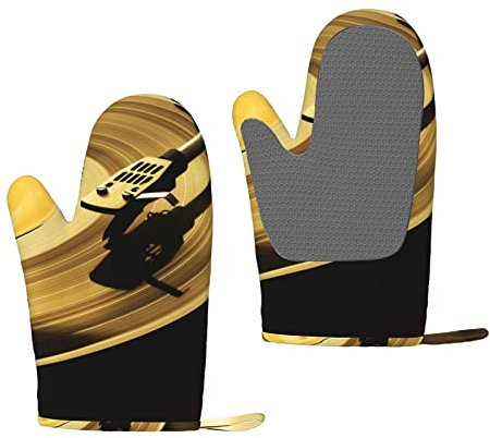 Vinyl Records Oven Gloves, Silicone Insulated Oven Gloves, Microwave Oven Baking Cooking Barbecue