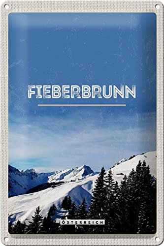 FEMER Blechschild Reise 20x30cm Fieberbrunn Österreich Winter Ski