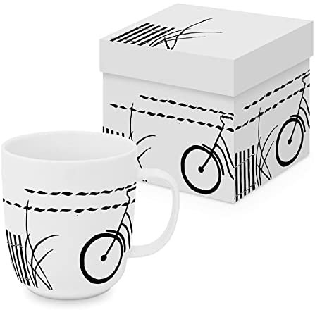 Paperproducts Design PPD - 161402206 - Kaffeebecher, Fahrrad Strand, schwarz, weiß, New Bone China, mit Geschenkkarton, H: 10cm, D: 9cm, 400ml