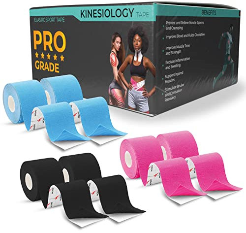 x6 Roll Kinesio Tape professionale.Cerotto a nastro per taping kinesiologico adesivo impermeabile. Ottima benda elastica per tutore ginocchio e articolazioni. Ottimo nastro adesivo seno.