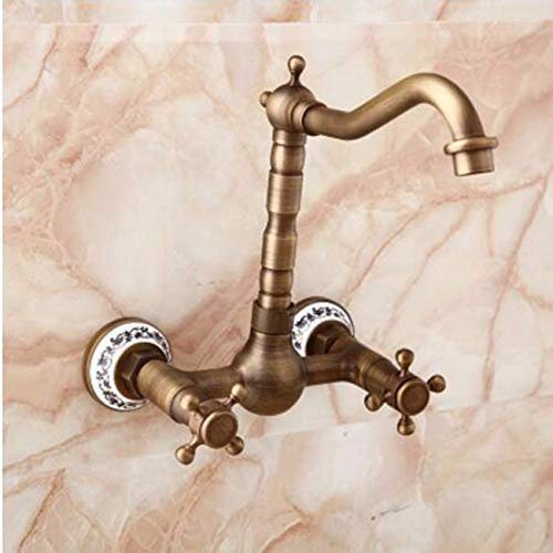 Wasserhahn-Wasserhähne, antiker Kupfer-Stil, Retro-Armaturen an der Wand, um 360° drehbar, F. Interessantes Leben
