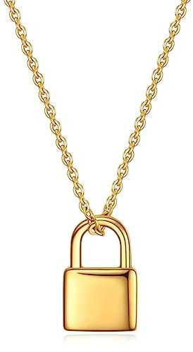 SHANHE Clip Lock Necklace Personalized Lock Necklace Engraved Padlock Initial Necklace Minimalist Lock Necklaces Gift for Her-Blank,50cm