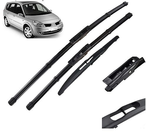 Escobillas limpiaparabrisas delanteras y traseras compatible con Renault Scenic 2 / Grand 2005-2009 Cepillos for ventana de parabrisas 26 22 10