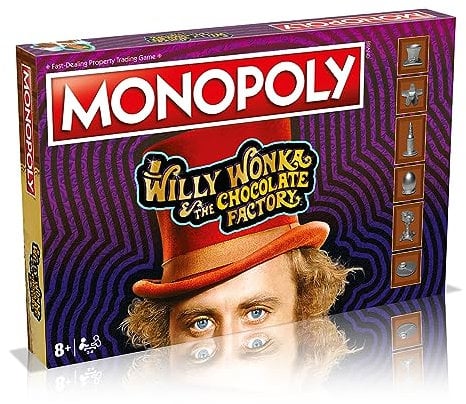 Winning Moves Willy Wonka and the Chocolate Factory Monopoly Board Game, Advance to Slugworth, Charlie Bucket and Furnace and trade your way to success, great gift for ages 8 plus